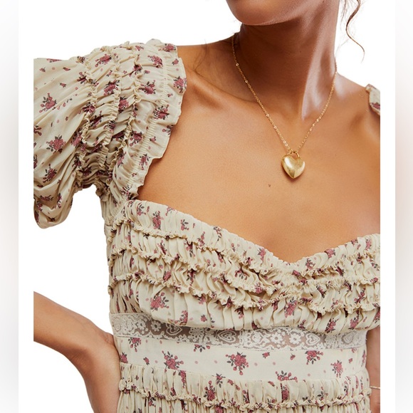 Free People Women's Bali Juniper Floral Print Ruffled Midi Dress, size 4 - Picture 4 of 4